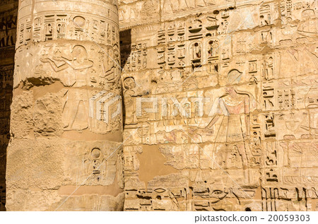Ancient carvings in Mortuary Temple of Ramses III 20059303