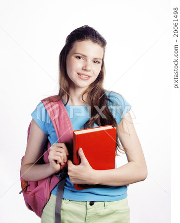 young cute teenage girl posing cheerful against 20061498