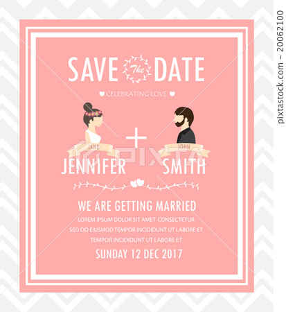 hipster wedding invitation card, vector 20062100
