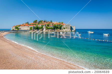 Sveti Stefan island and paradise beach in 20064689