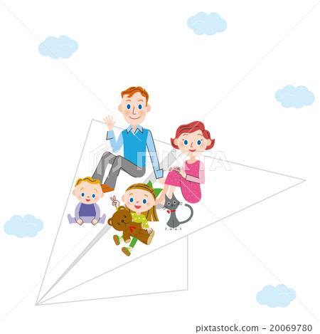 紙飛機和父母和孩子 20069780