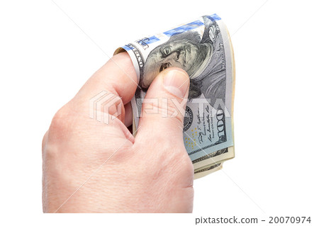 Dollar banknotes in hand on white background Dollar banknotes in hand on white background 20070974