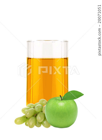 Apple and grape juice in glass isolated on white Apple and grape juice in glass isolated on white 20071051