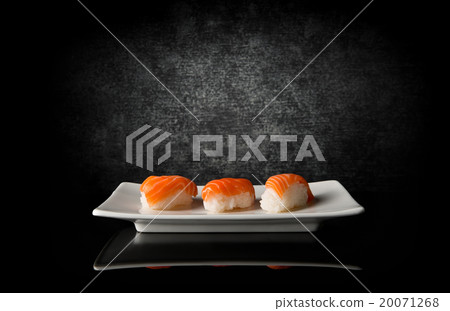 Three sushi on black Three sushi on black 20071268