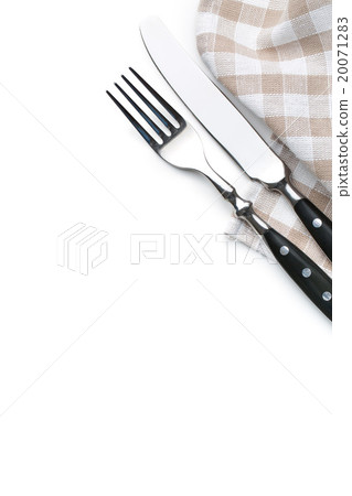 knife, fork and checkerd napkin 20071283