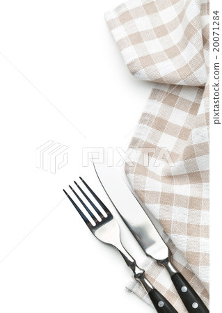 knife, fork and checkerd napkin 20071284