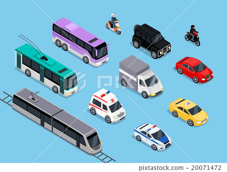 Isometric 3d Transport Set Flat Design Isometric 3d Transport Set Flat Design 20071472