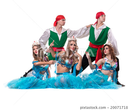 Carnival dancer team dressed as mermaids and Carnival dancer team dressed as mermaids and 20071718