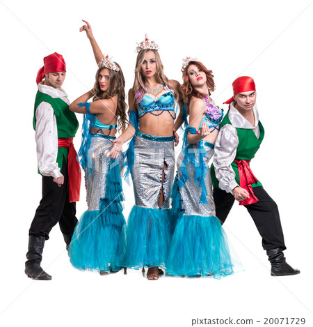 Carnival dancer team dressed as mermaids and Carnival dancer team dressed as mermaids and 20071729