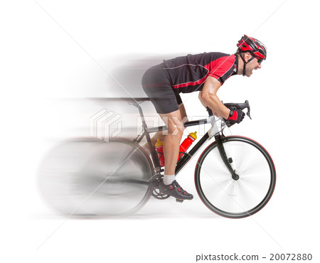 bicyclist riding a bicycle isolated on white background bicyclist riding a bicycle isolated on white background 20072880