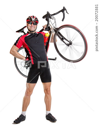 bicyclist riding a bicycle isolated on white background 20072881