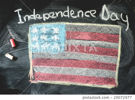 Black chalkboard in classroom with flag of us 20072977