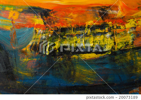Abstract painted canvas. Oil paints on a palette. 20073189