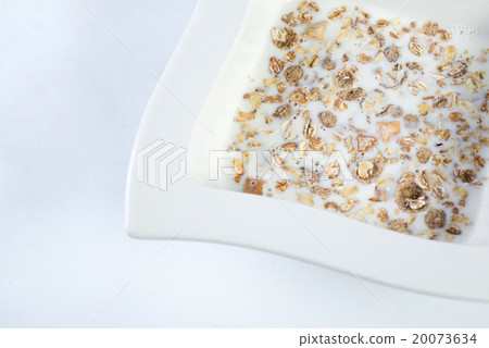 Plate of oats porridge isolated on a white 20073634
