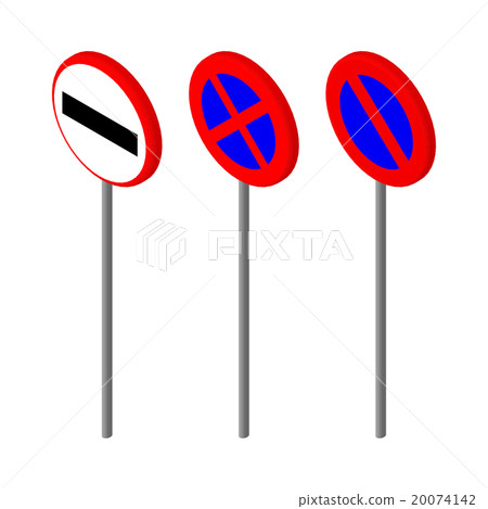 Isometric icons various road sign. European and 20074142