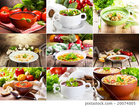 collage of various soups collage of various soups 20074805