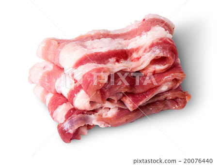 Bacon strips arranged in layers top view 20076440