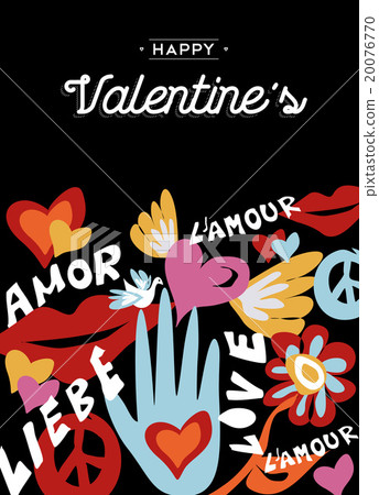 Happy Valentines day retro design with decoration Happy Valentines day retro design with decoration 20076770