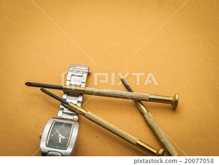 watch screwdriver repair tools with brown paper  20077058