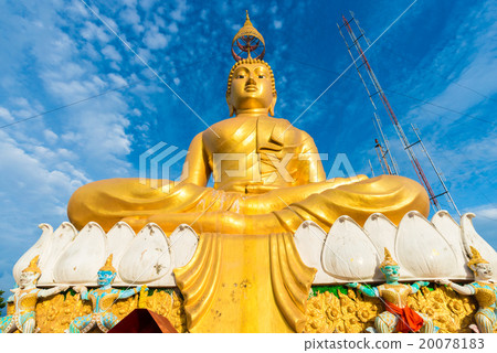 Big Golden Buddha statue against blue sky Big Golden Buddha statue against blue sky 20078183