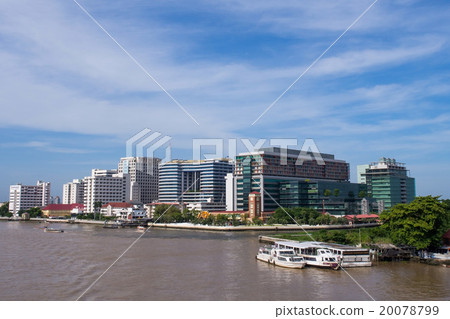 Siriraj hospital from the bridge under blue sky Siriraj hospital from the bridge under blue sky 20078799