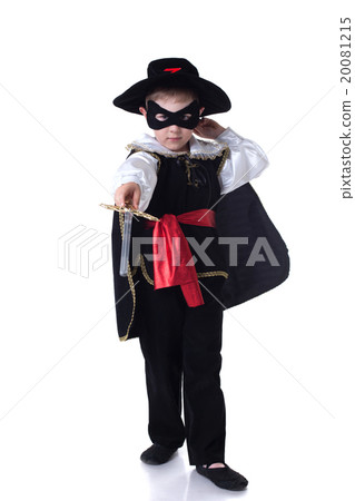 Serious little boy posing in Zorro costume 20081215