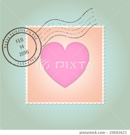 Happy Valentines Day Postage Stamp Vintage - Stock Illustration ...