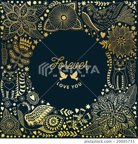Wreath illustration made of flowers and herbs Wreath illustration made of flowers and herbs 20085731