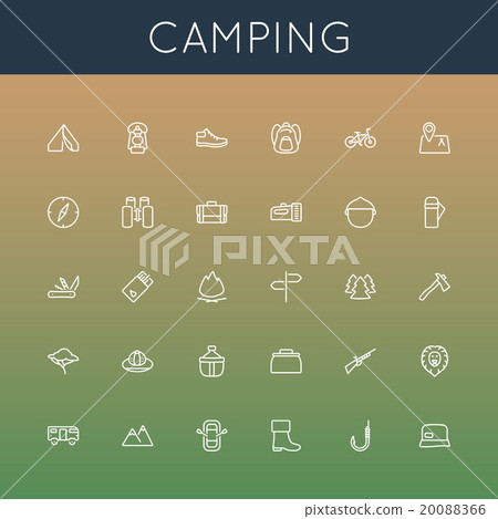 Vector Camping Line Icons 20088366