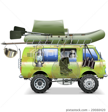 Vector Travel Car with Fishing Accessories 20088420