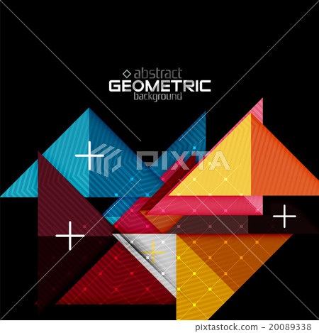 Colorful geometric shapes with texture on black 20089338