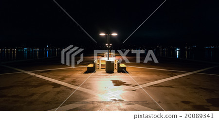 Night time on lonely pier in Halifax, Nova Scotia. 20089341