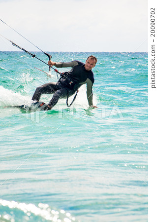 Kitesurfer in Black Sea, Crimea 20090702