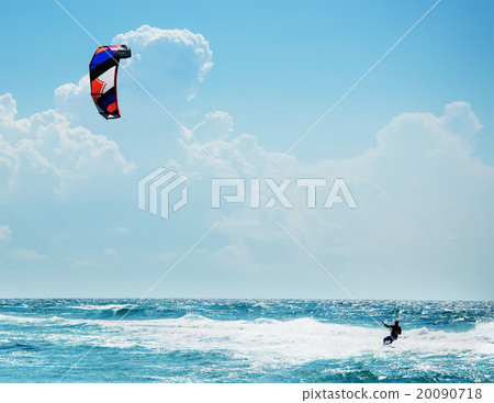 Kitesurfer in Black Sea, Crimea 20090718