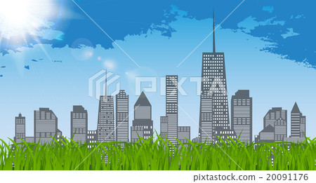 Natural Sunny on background of business city and Natural Sunny on background of business city and 20091176