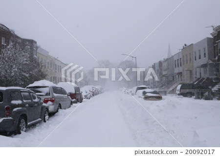 Snow covered residential street 20092017