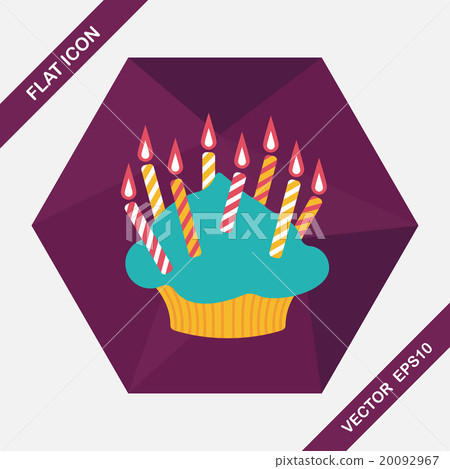 birthday cake flat icon with long shadow,eps10 - Stock Illustration ...