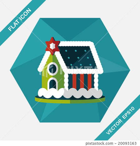 Gingerbread house flat icon with long shadow,eps10 - Stock Illustration ...