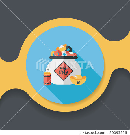 Chinese New Year flat icon with long shadow,eps10, Gold ingot me Chinese New Year flat icon with long shadow,eps10, Gold ingot me 20093326
