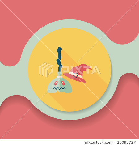 Witch broom flat icon with long shadow,eps10 20093727