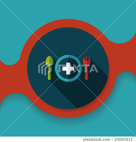 eat health flat icon with long shadow - Stock Illustration [20093915 ...