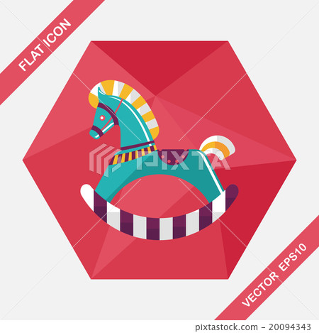 horse toy flat icon with long shadow,eps10 20094343