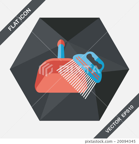 Pet dog broom flat icon with long shadow,eps10 20094345