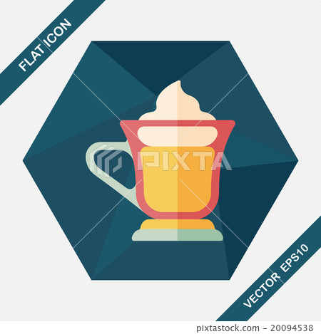 iced floating coffee flat icon with long shadow,eps10 20094538