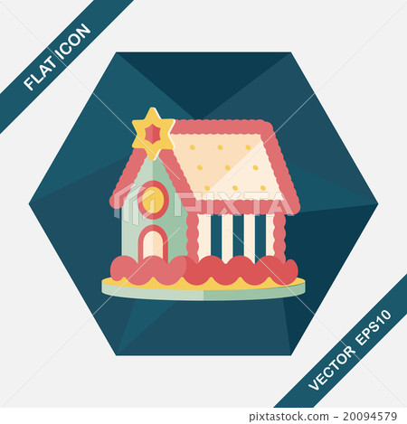 Gingerbread house flat icon with long shadow,eps10 - Stock Illustration ...