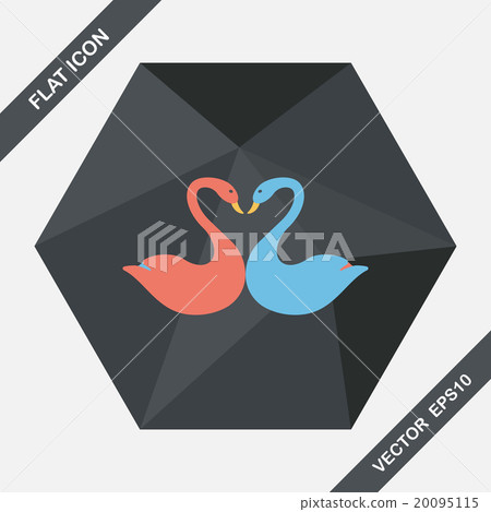 Valentine's Day lover swan flat icon with long shadow,eps10 Valentine's Day lover swan flat icon with long shadow,eps10 20095115