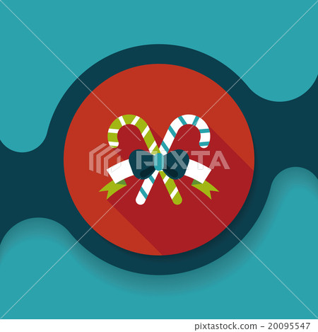 Christmas candy cane flat icon with long... - Stock Illustration ...