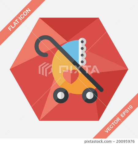 Baby carriages flat icon with long shadow,eps10 Baby carriages flat icon with long shadow,eps10 20095976