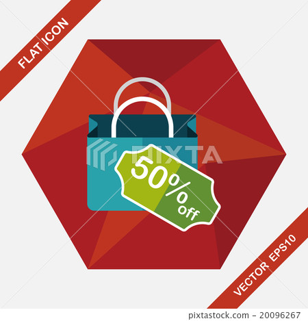 shopping paper bag flat icon with long... - Stock Illustration ...