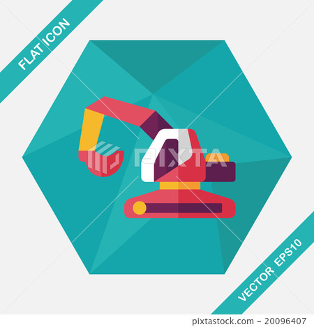 Transportation excavator flat icon with long shadow,eps10 Transportation excavator flat icon with long shadow,eps10 20096407